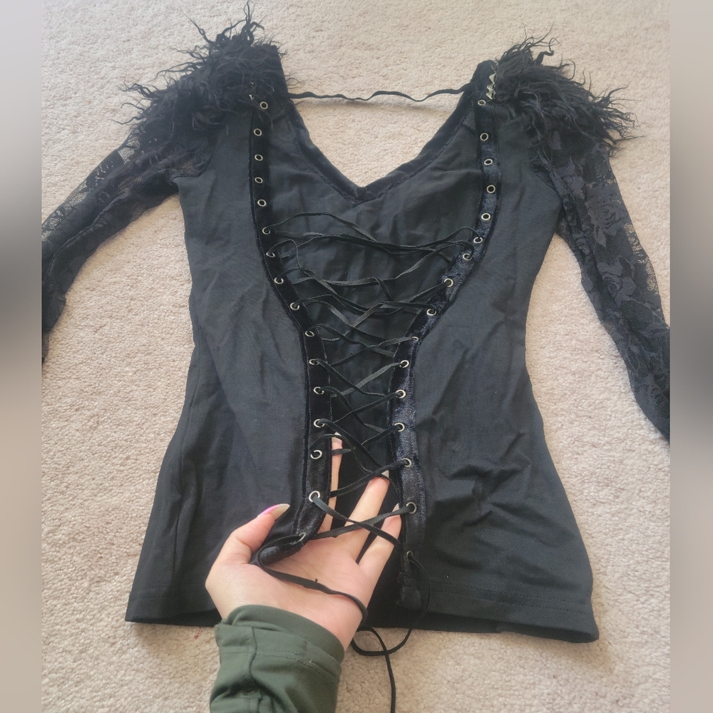 Punk Rave | L/S Top with Lace Up Back - Picture 3 of 8